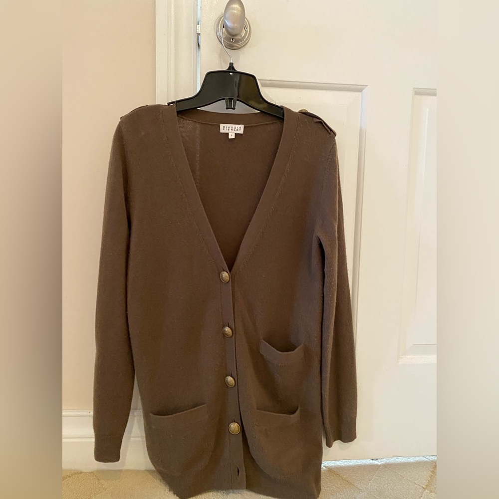 Military style wool cashmere cardigan
